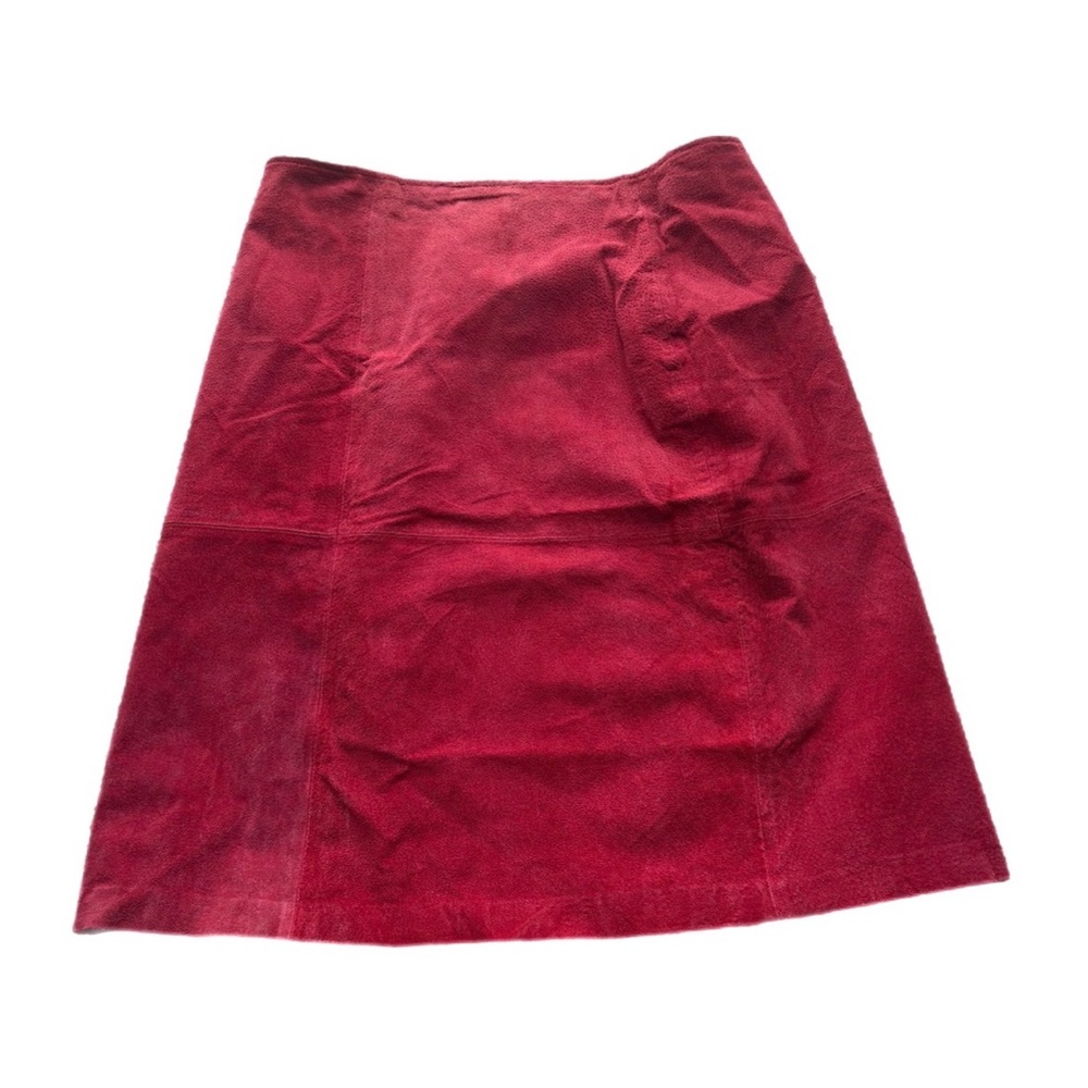 Red vintage suede genuine leather skirt 💋